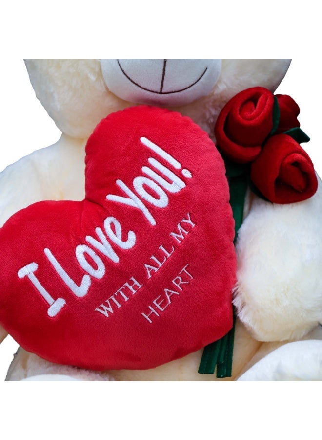 Cuddles Valentines Day Gifts for Him & Her,Teddy Bear with Love You Heart, 50cm Soft Stuffed Bear Plush Toy, Gifts for Girlfriend Boyfriend, Pink - Image 2